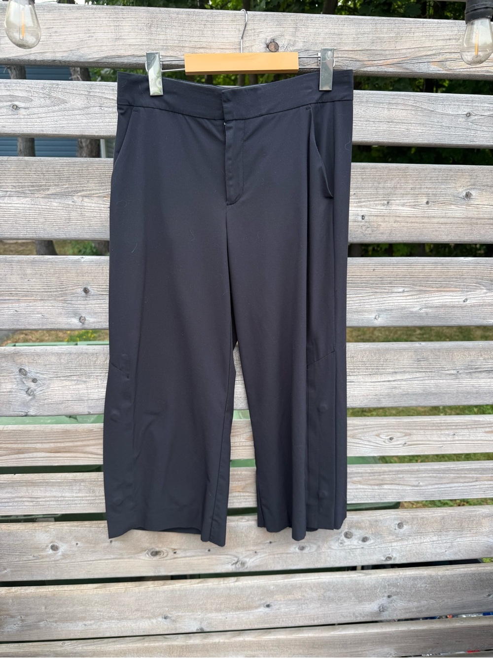 Athleta Black Cropped Wide-Leg Pants